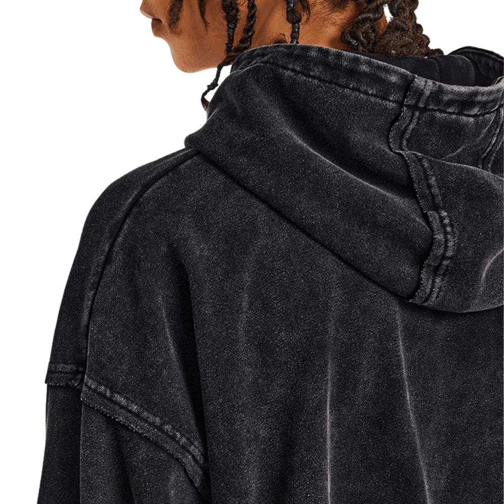 Men's Oversized Acid Wash Hoodie Vintage French Terry Cotton Fleece Sweatshirt Tracksuit Streetwear 