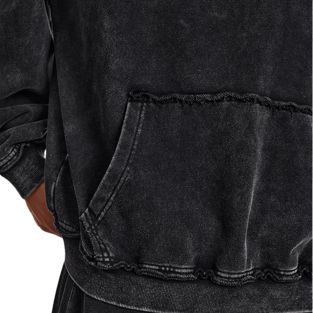 Men's Oversized Acid Wash Hoodie Vintage French Terry Cotton Fleece Sweatshirt Tracksuit Streetwear 