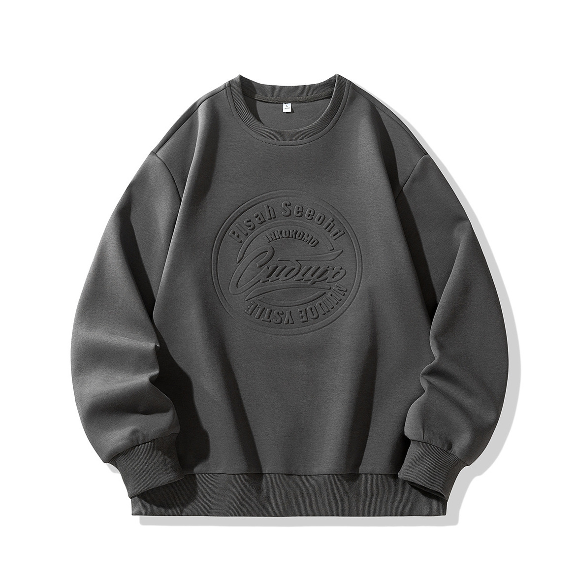 Custom Men’s Embossed Sweatshirts Personalized Fleece Cotton Crewneck 300g