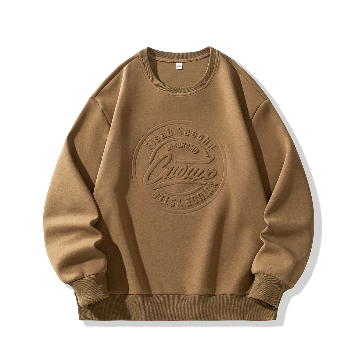 Custom Men’s Embossed Sweatshirts Personalized Fleece Cotton Crewneck 300g