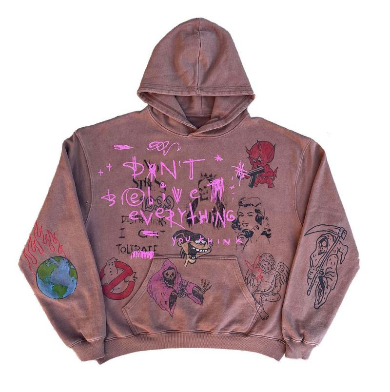 Graffiti Hoodie for Men Unique Graphic Streetwear Hooded Sweatshirts