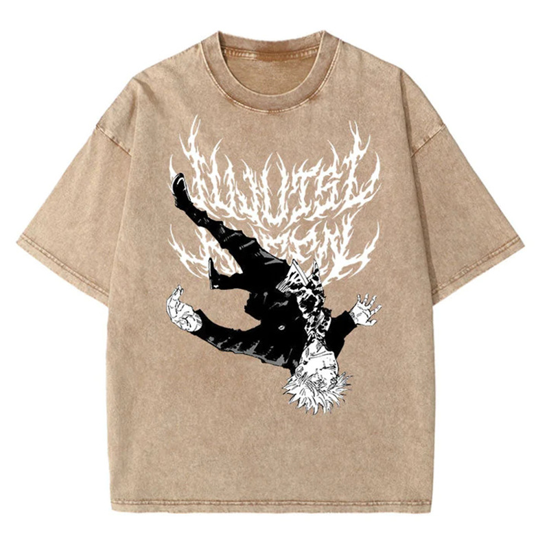 Anime Cartoon Washed Men T-Shirts 