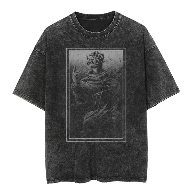 Anime Cartoon Washed Men T-Shirts 