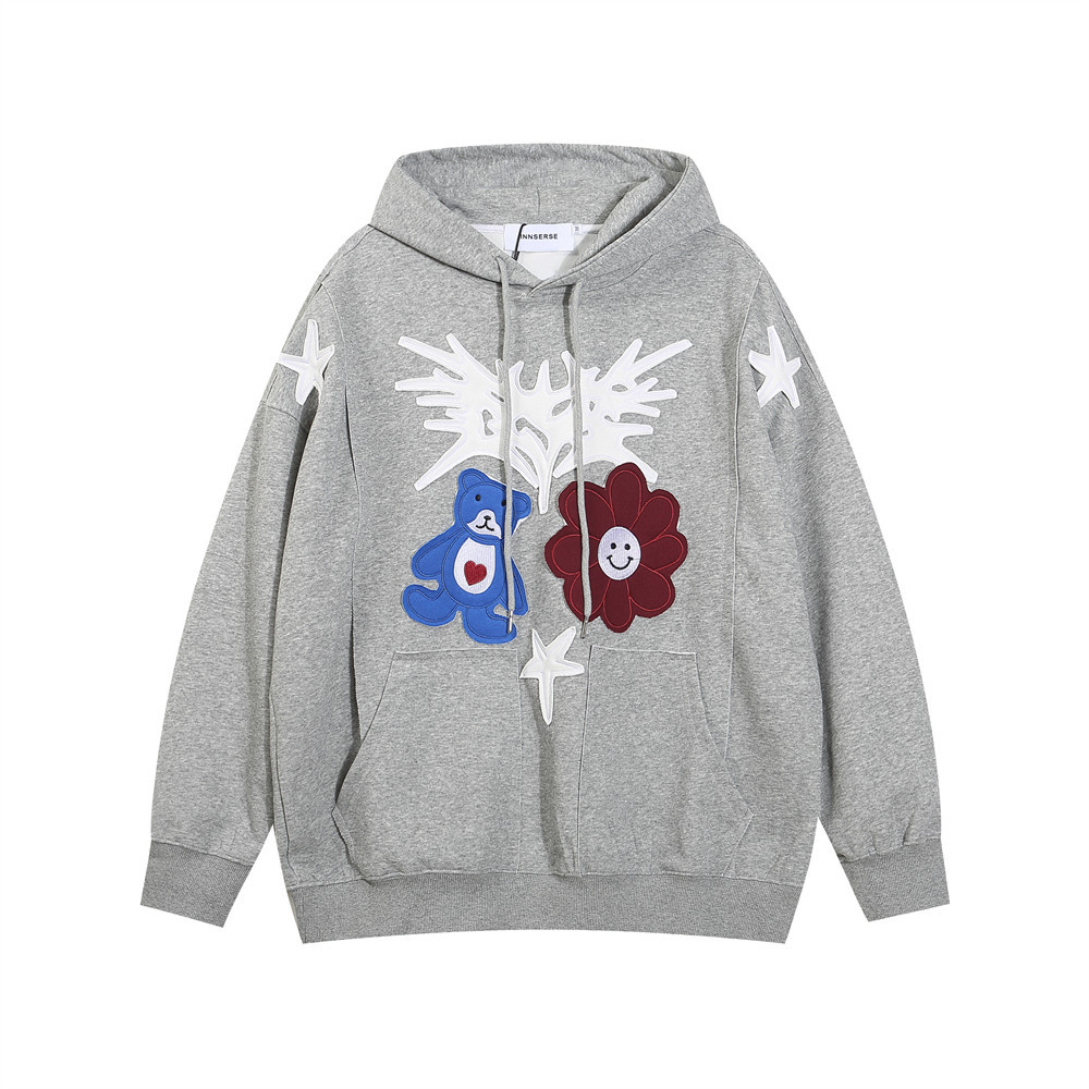Raw Edge Patch Splice Hoodie