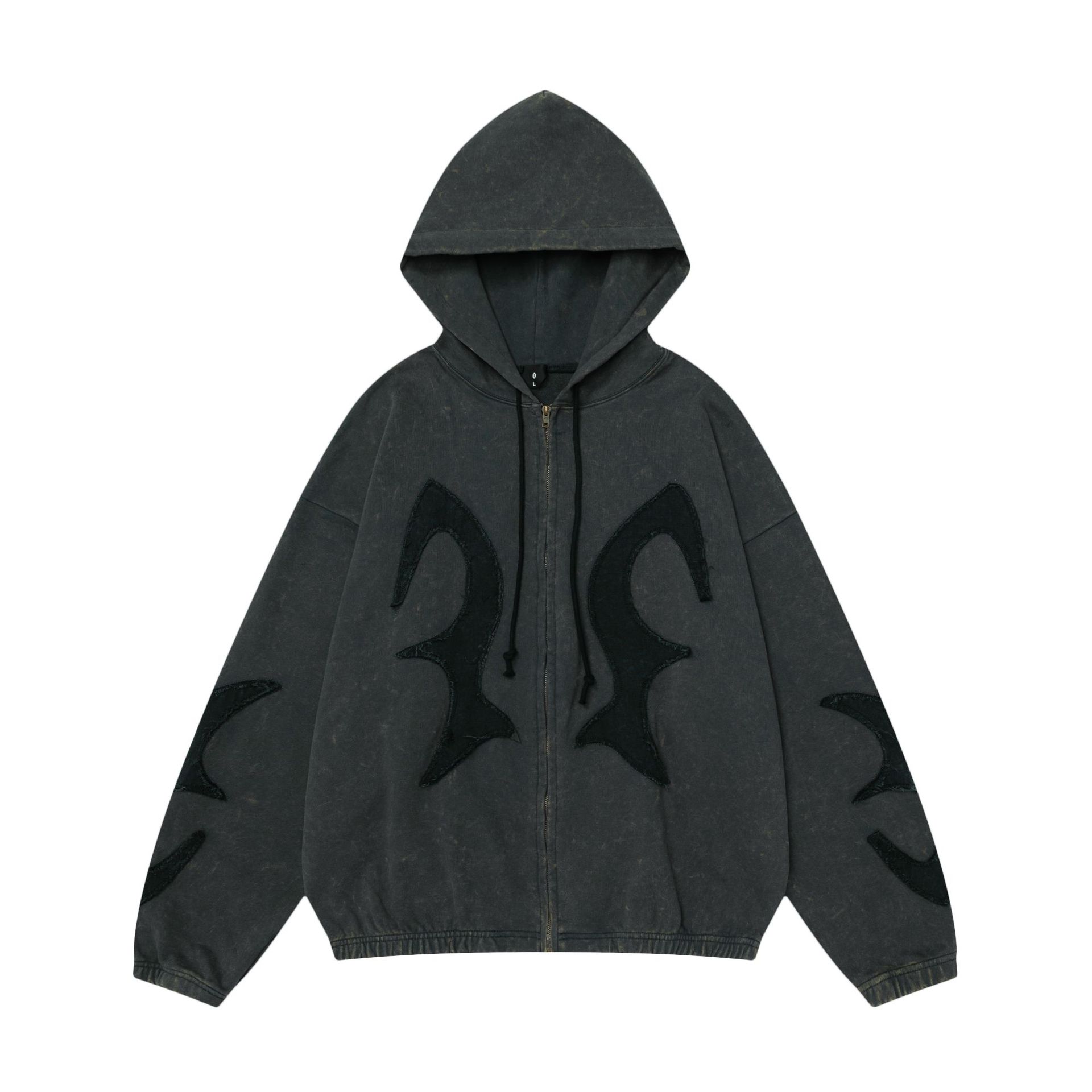 Mens Patch Logo Contrast Full Zip Hoodie 