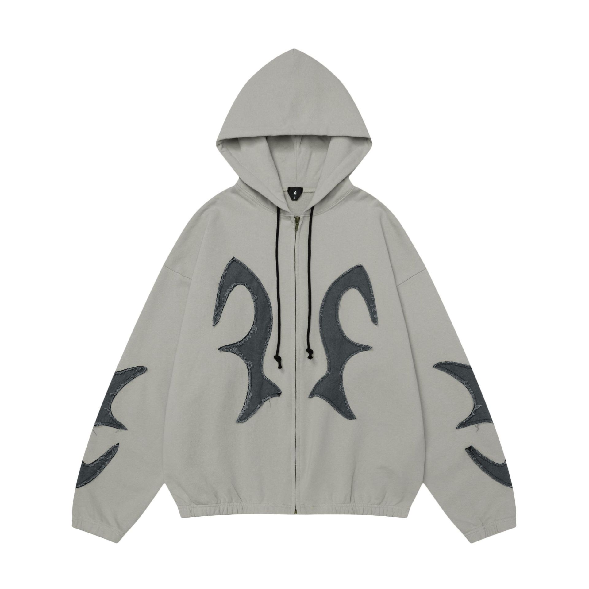 Mens Patch Logo Contrast Full Zip Hoodie 