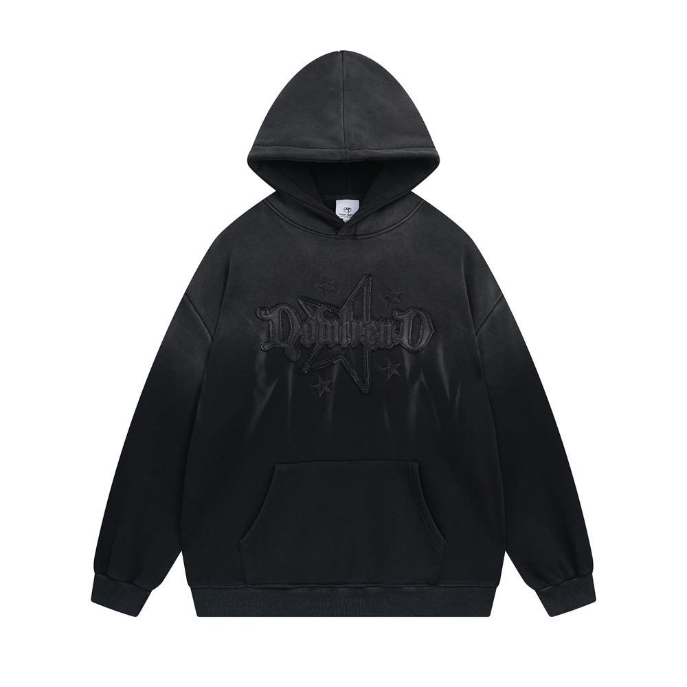 Inkjet Gradient Raw-edge Patch Hoodie Ami