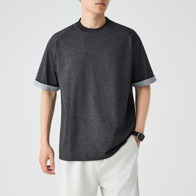 2025 Men's Color-Block Mock Layered Drop Shoulder T-Shirts