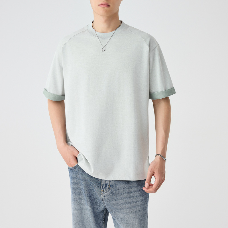 2025 Men's Color-Block Mock Layered Drop Shoulder T-Shirts