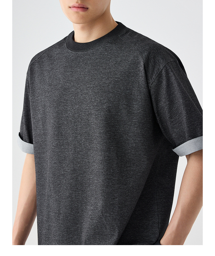 2025 Men's Color-Block Mock Layered Drop Shoulder T-Shirts