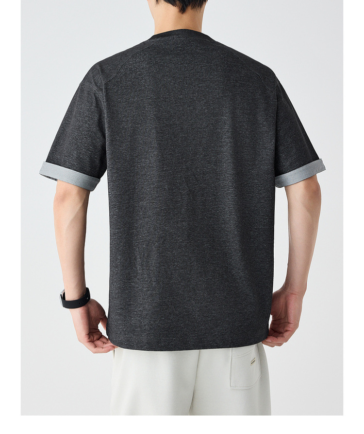2025 Men's Color-Block Mock Layered Drop Shoulder T-Shirts