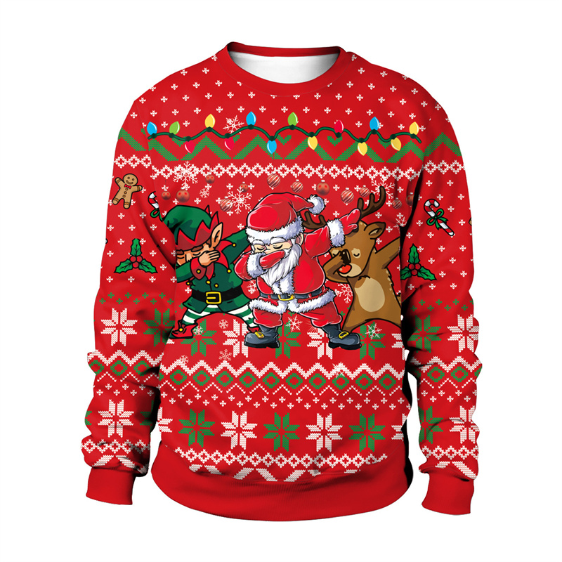 Limited-Edition Santa Digital Print Hoodies Unisex Winter Top
